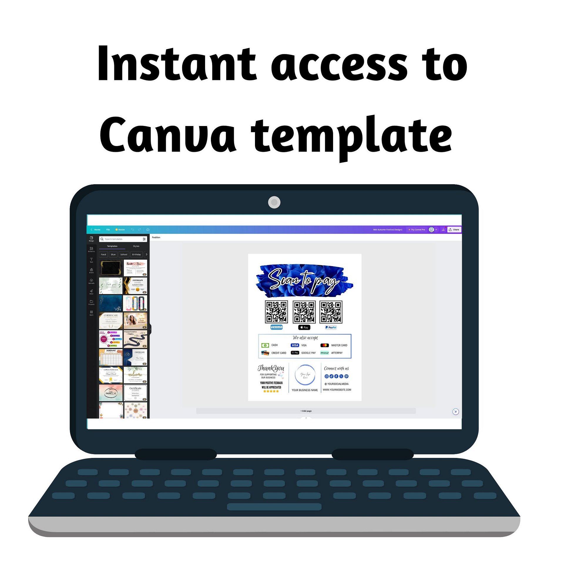 Celestia - Scan To Pay QR Code Sign Template product image (4)