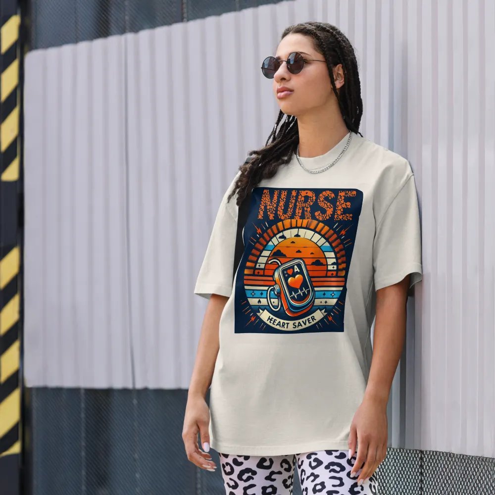 Heart Saver Retro Nurse Oversized Tee product image (8)