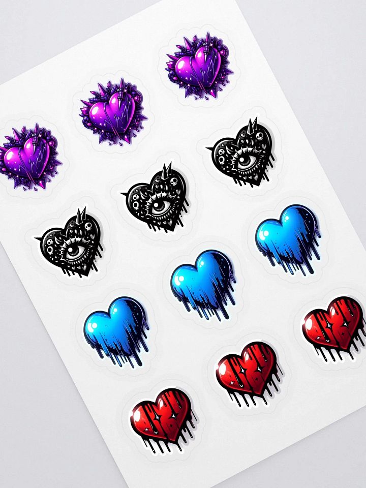 Rebellious Hearts Sticker Sheet 3x Heart Designs product image (1)
