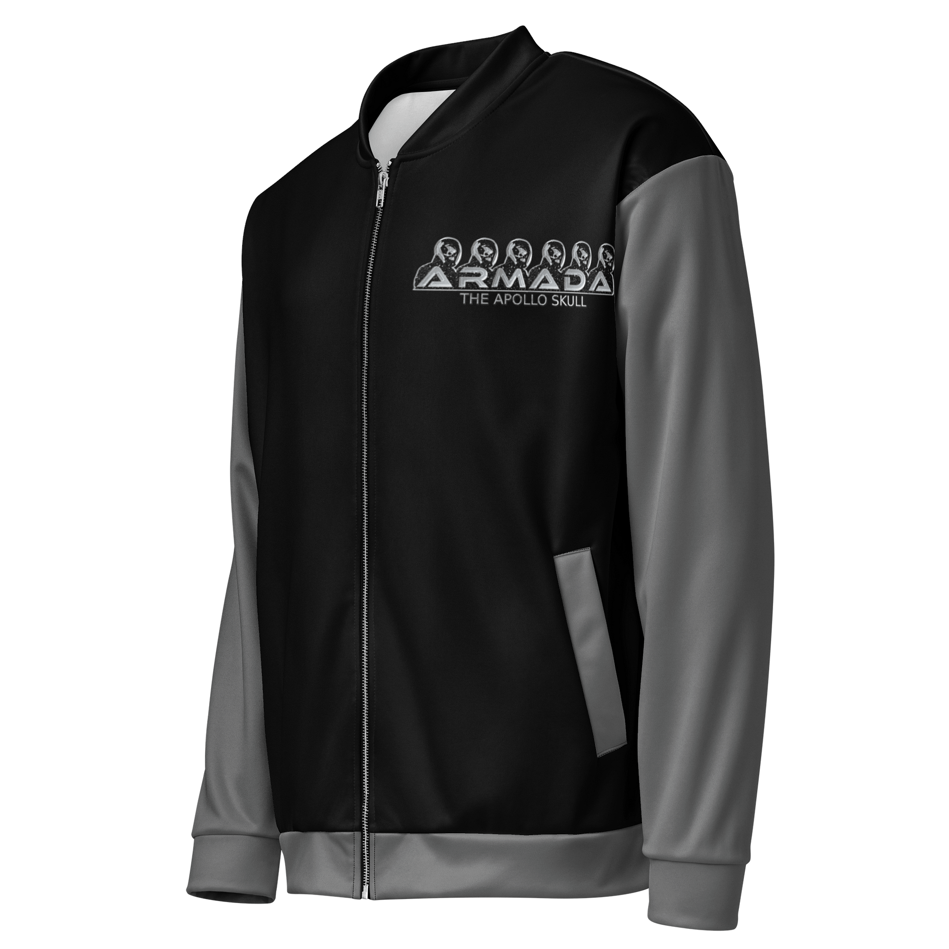 Armada Skill Issue Grey Sleeves Bomber Jacket product image (3)