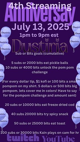 Fun redeems for Sunday 13th Anniversary Stream!

 #funny #fun #dustiria