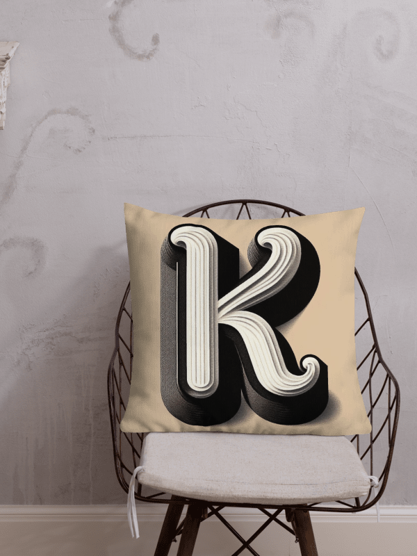 Dimensional K All-Over Print Pillow | AI Design initial K product image (1)