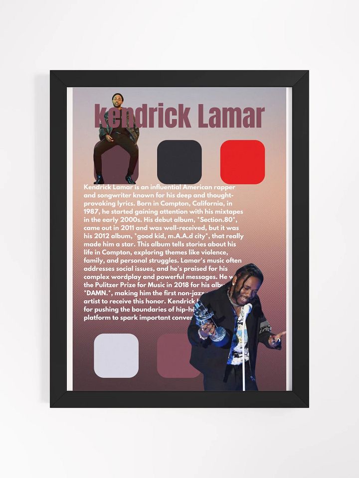 (12x16in) Kendrick Lamar: Framed Matte Poster product image (1)