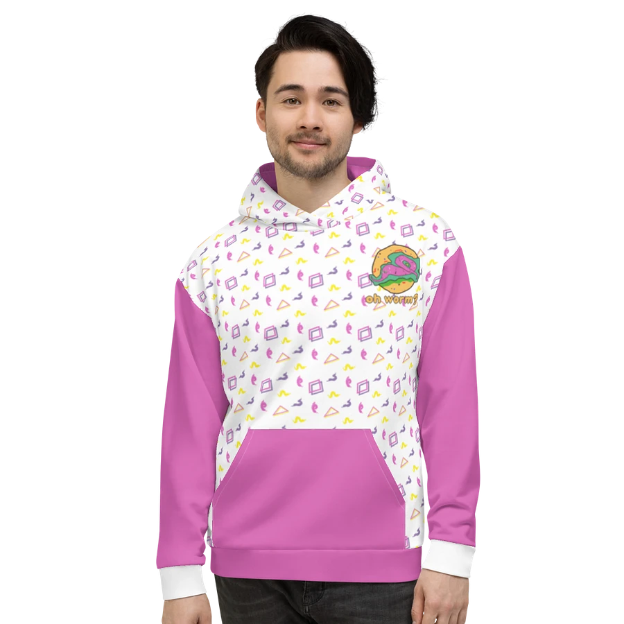 Oh Worm pink & white eco hoodie product image (4)