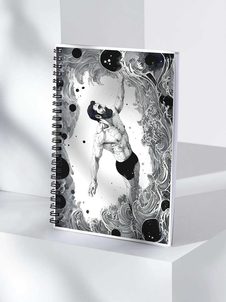 Monochrome Maritime Adventure: Black & White Waves Spiral Notebook product image (4)