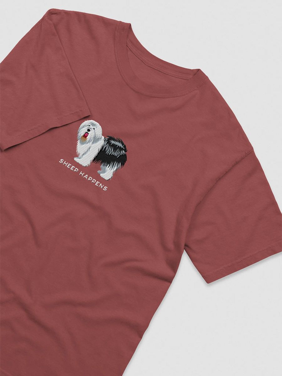 Sheep Happens T-Shirt(Embroidered) of an Old English Sheepdog(Black & White) product image (11)