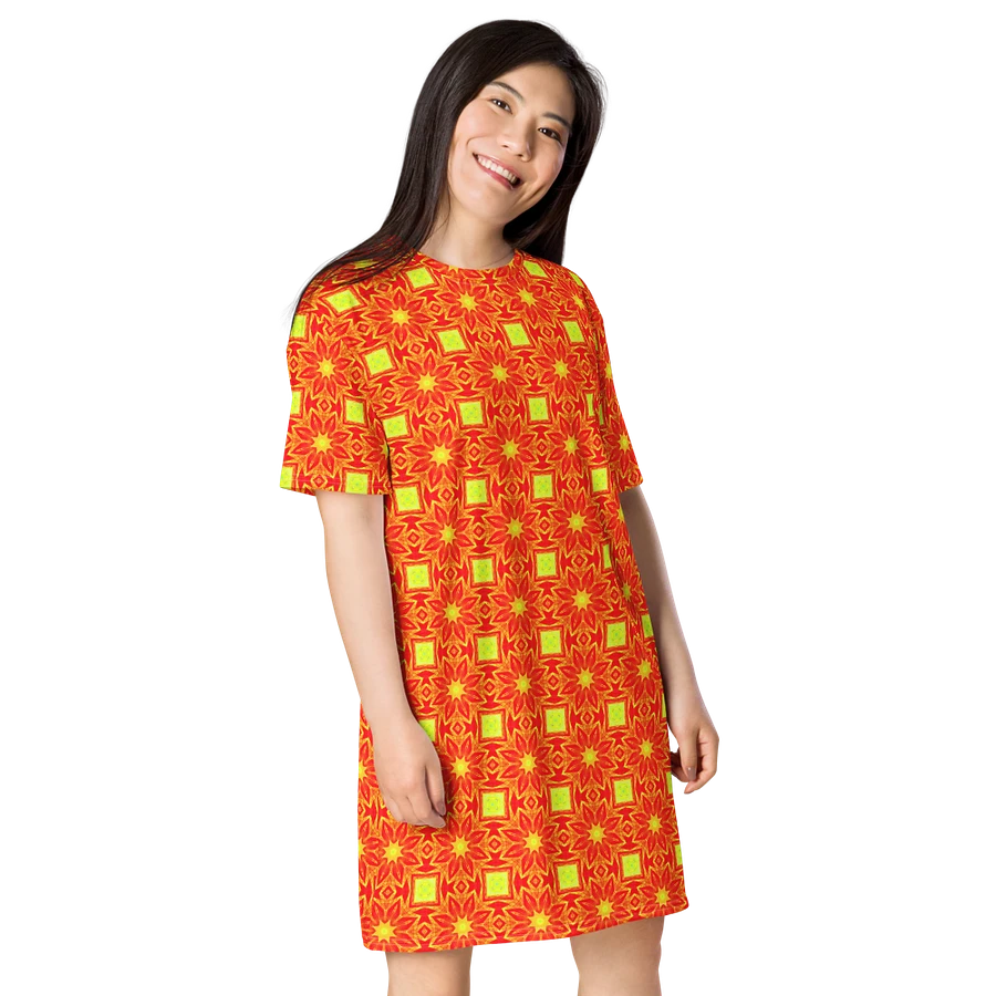 Abstract Repeating Orange Flower T Shirt Dress product image (8)