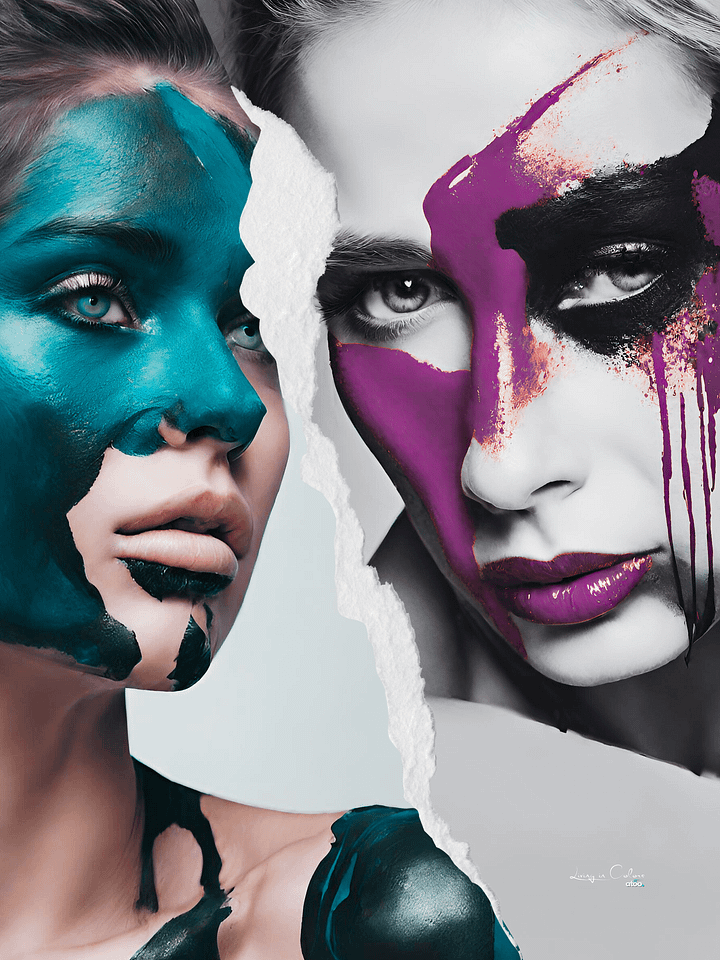 Living in Colors | Turquoise, purple and beyond... | Collage Wall Art product image (1)