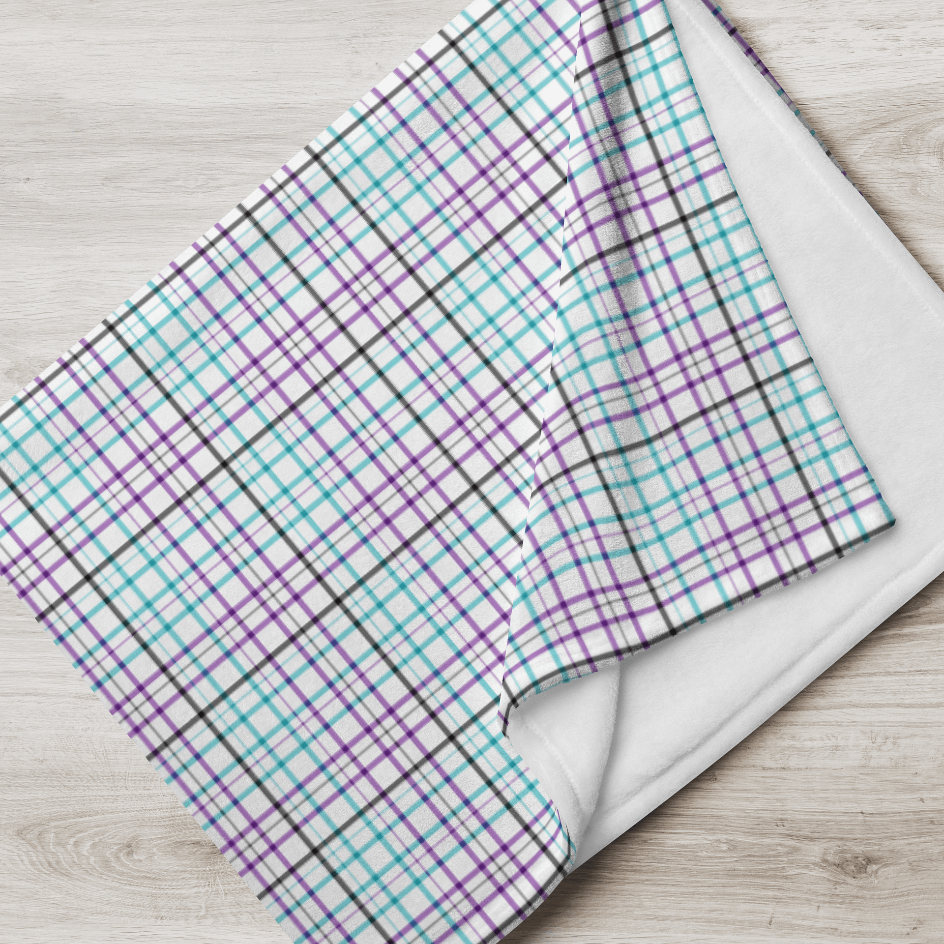 White Plaid Throw Blanket product image (3)