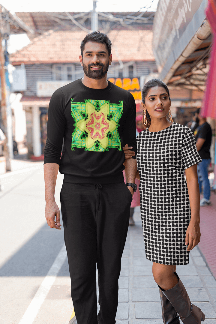 Abstract Green, Orange and Yellow Kaleidoscope Star Unisex Sweatshirt product image (1)