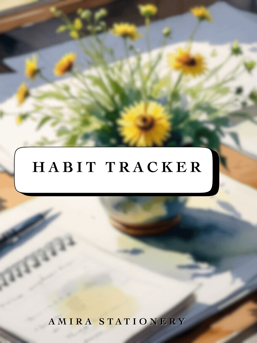Monthly Habit Tracker - 12 Months - Ebook - Digital Download - Amira Stationery product image (1)