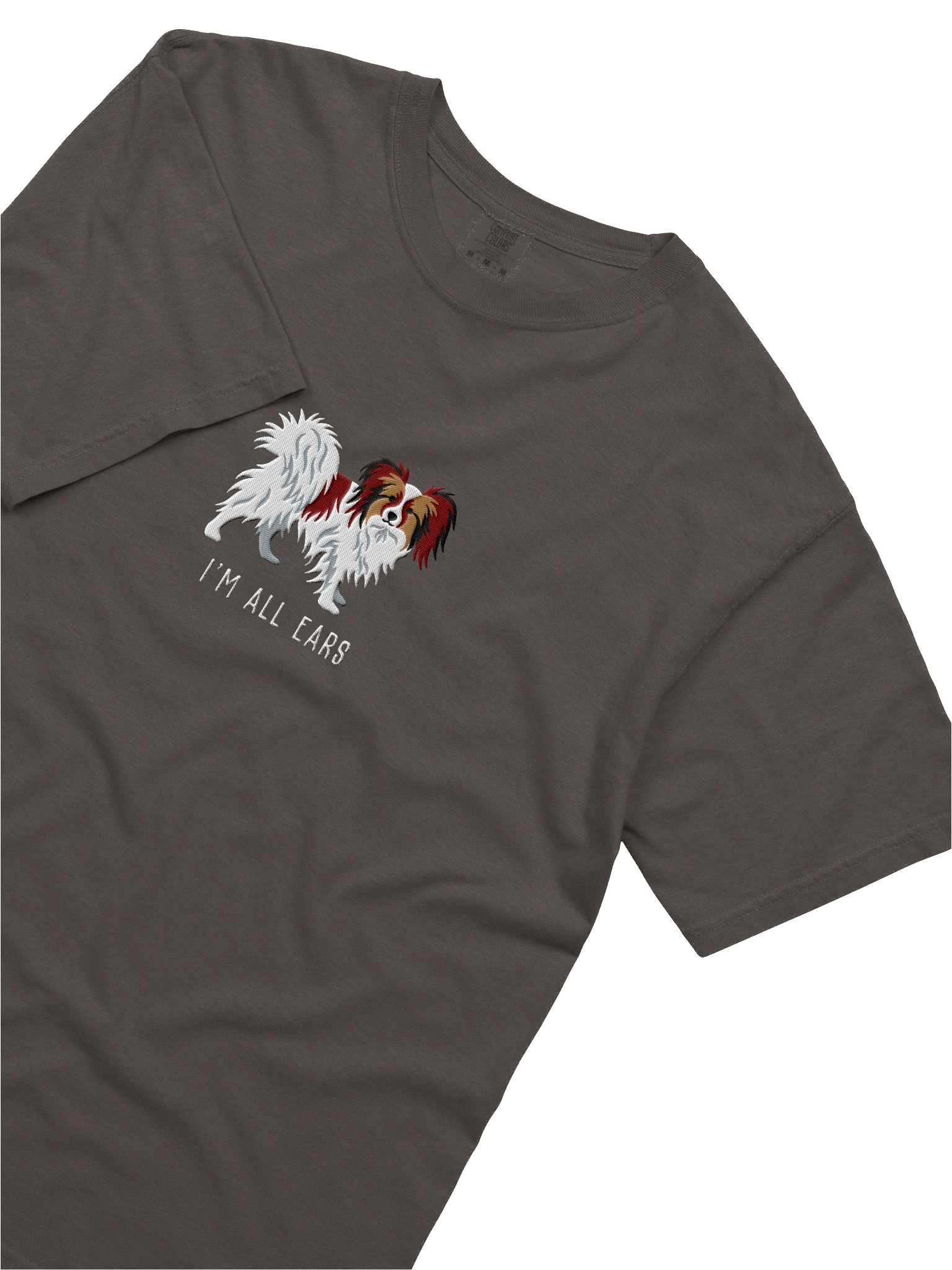I'm All Ears T-Shirt(Embroidered) of a Papillon(Chocolate & White) product image (27)