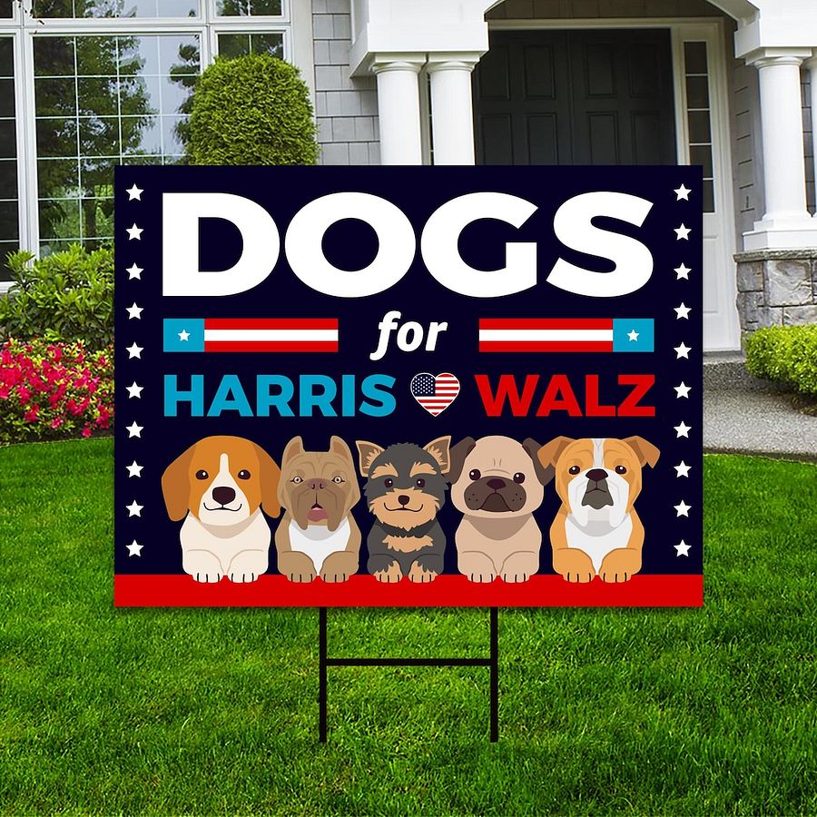 Dogs For Harris Walz Yard Sign - Kamala Harris For President 2024 Lawn Sign, Election, Kamala Harris 2024 Signs with Metal H-Stake product image (1)