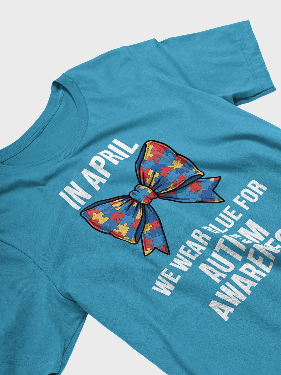 In April We Wear Blue - Autism Awareness Bow Puzzle T-Shirt product image (18)