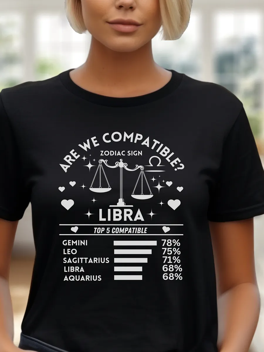 Libra Zodiac Sign Romantic Compatibility T-Shirt - Bella Canvas 3001 Unisex Staple T-Shirt - Dark Colors product image (1)