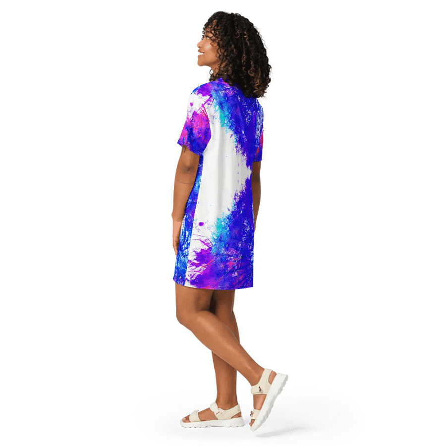 Abstract Bright Neon Dandelion Seeds T Shirt Dress product image (12)