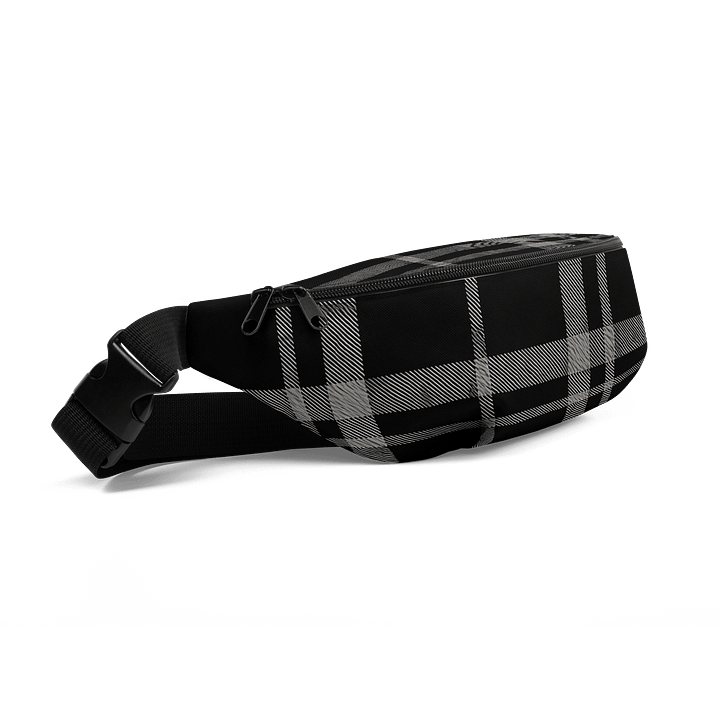 Black and White Dark Plaid Fanny Pack (Waist Bag) product image (2)