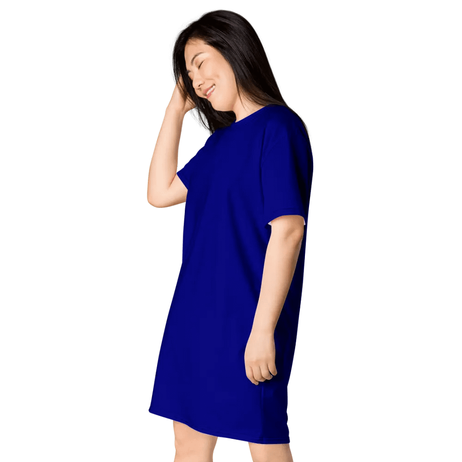 Plain Color Navy Blue T-Shirt Dress product image (3)
