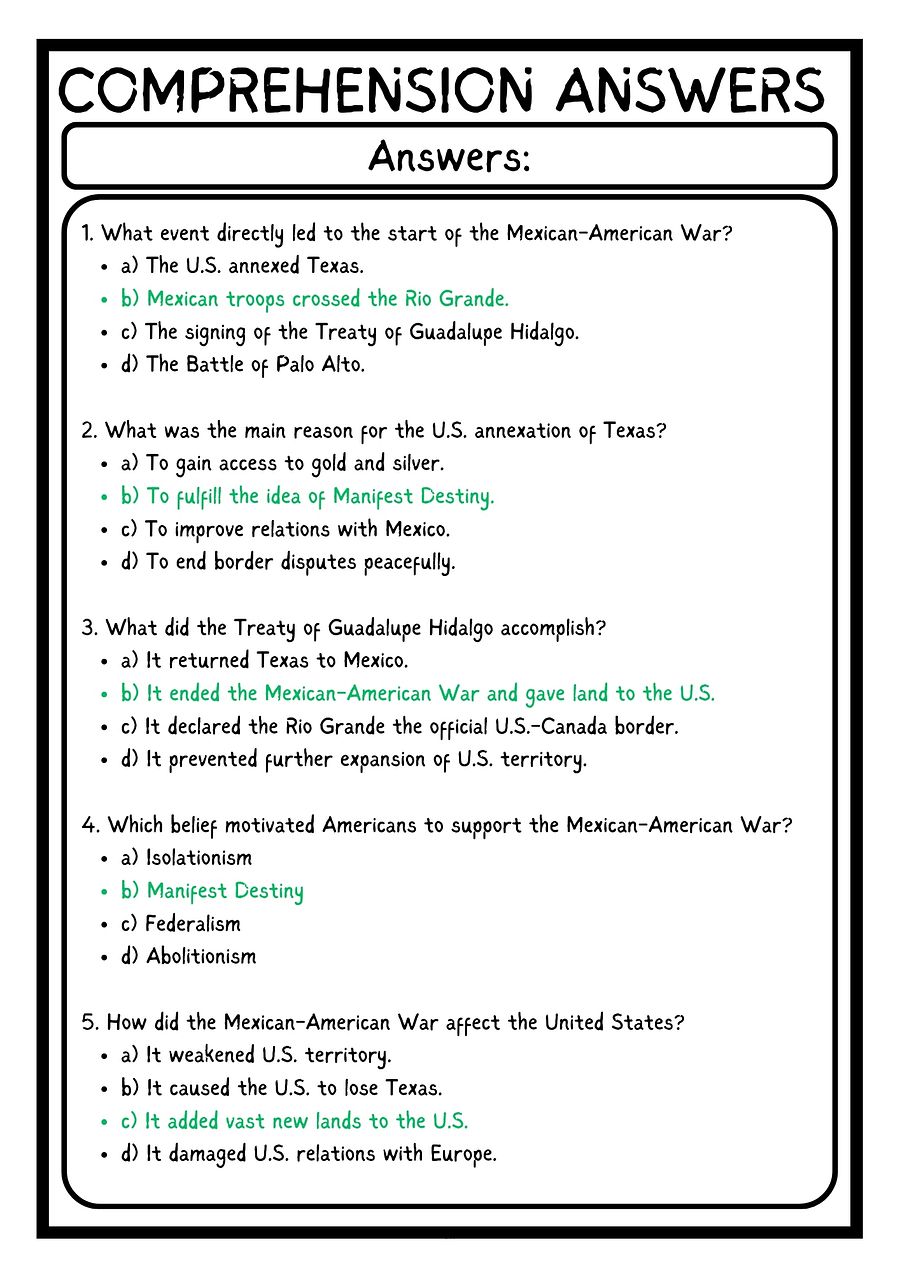 Mexican-American War Reading Passage with Multiple-Choice Questions product image (4)