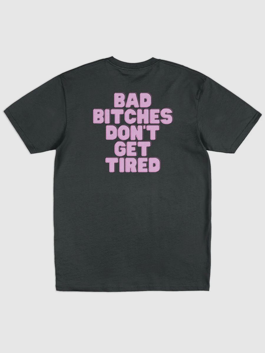 UNISEX HOT BOX FAM BAD BITCHES DON'T GET TIRED PINK HONEY COMB LOGO GREY TEE product image (2)