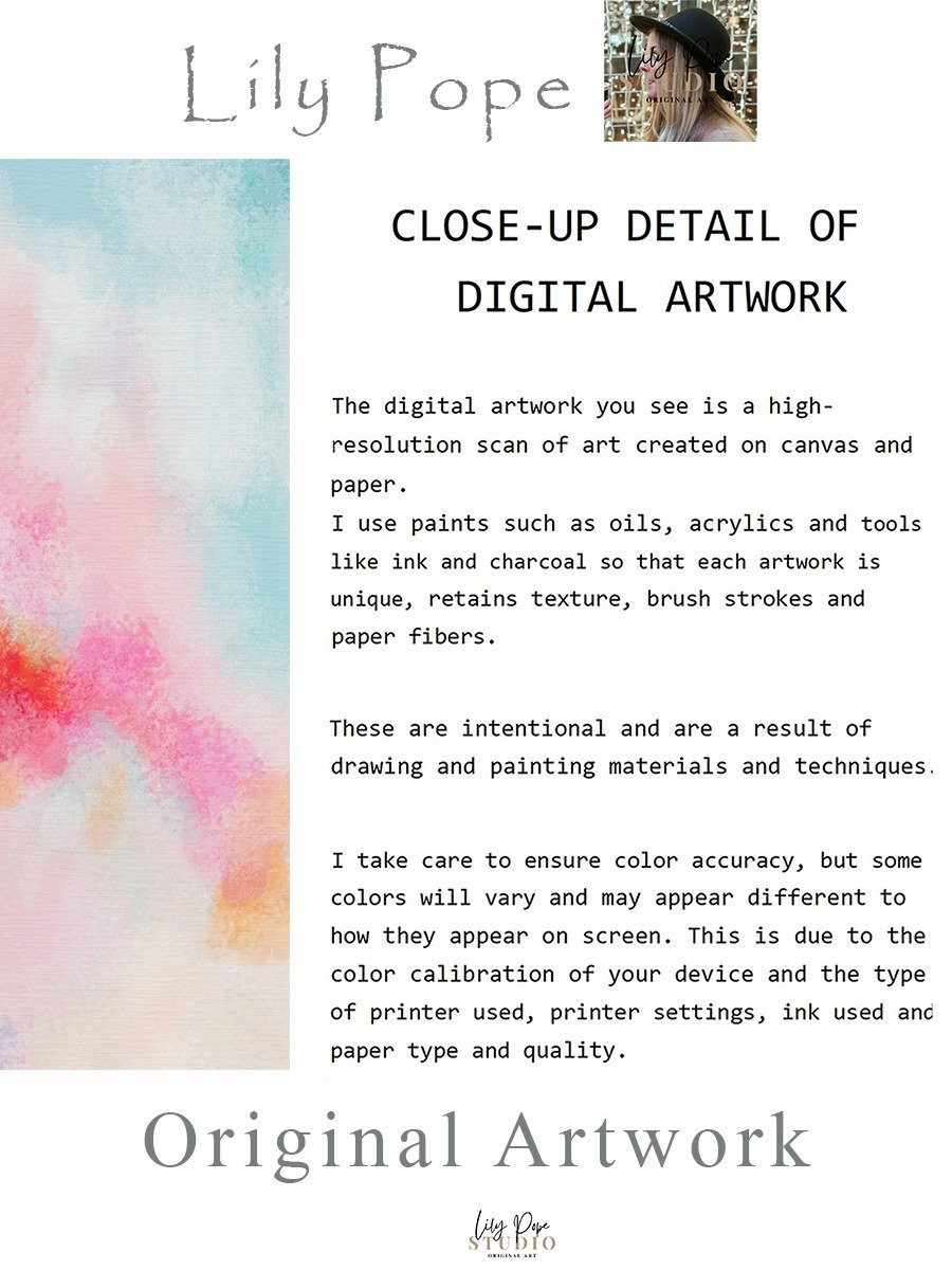 Unframed Minimalist Soft Pastel Blush Pink and Blue Abstract Print product image (3)