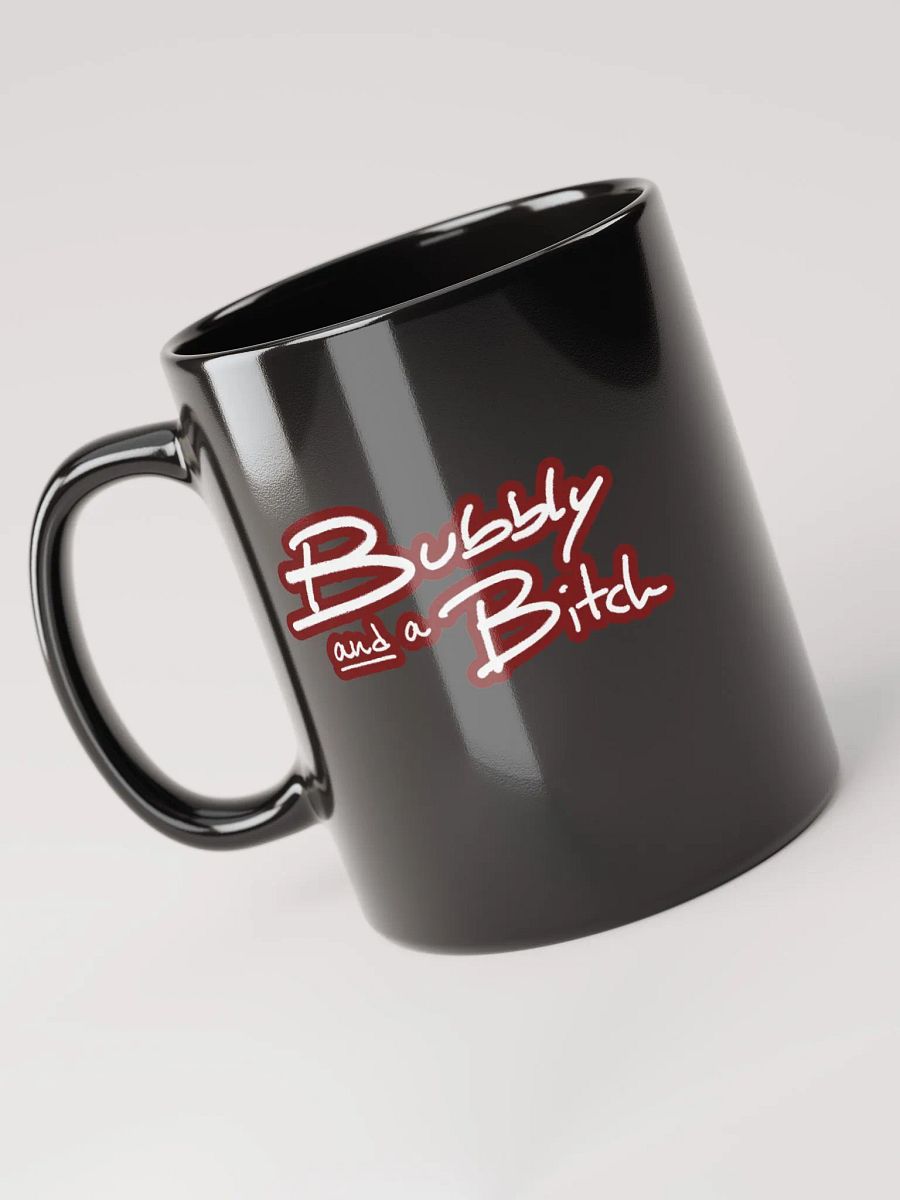 Bubbly and a B*tch (lined design, #6D1616) glossy black mug product image (4)