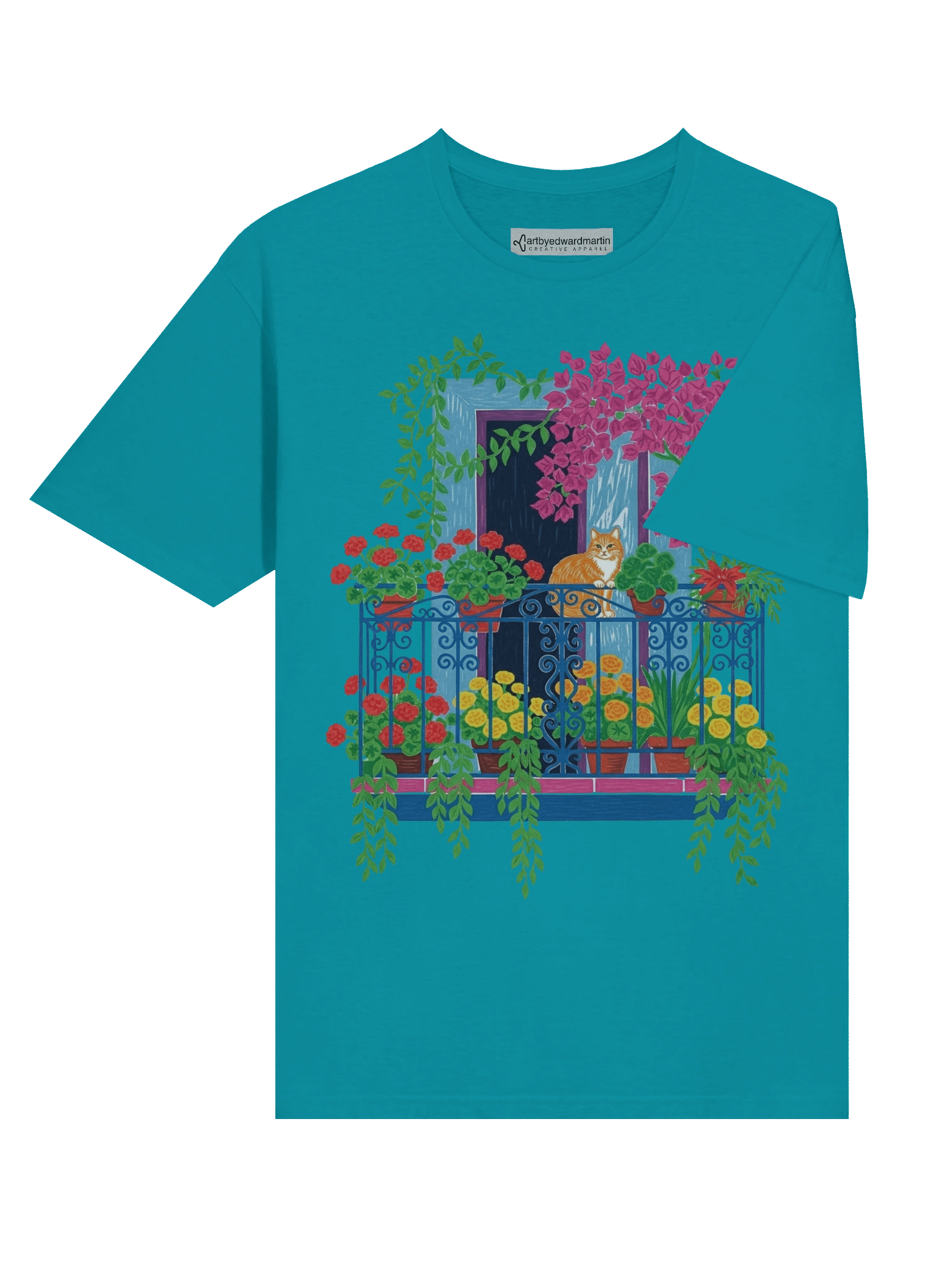 Cat on Balcony Design T-Shirt product image (63)