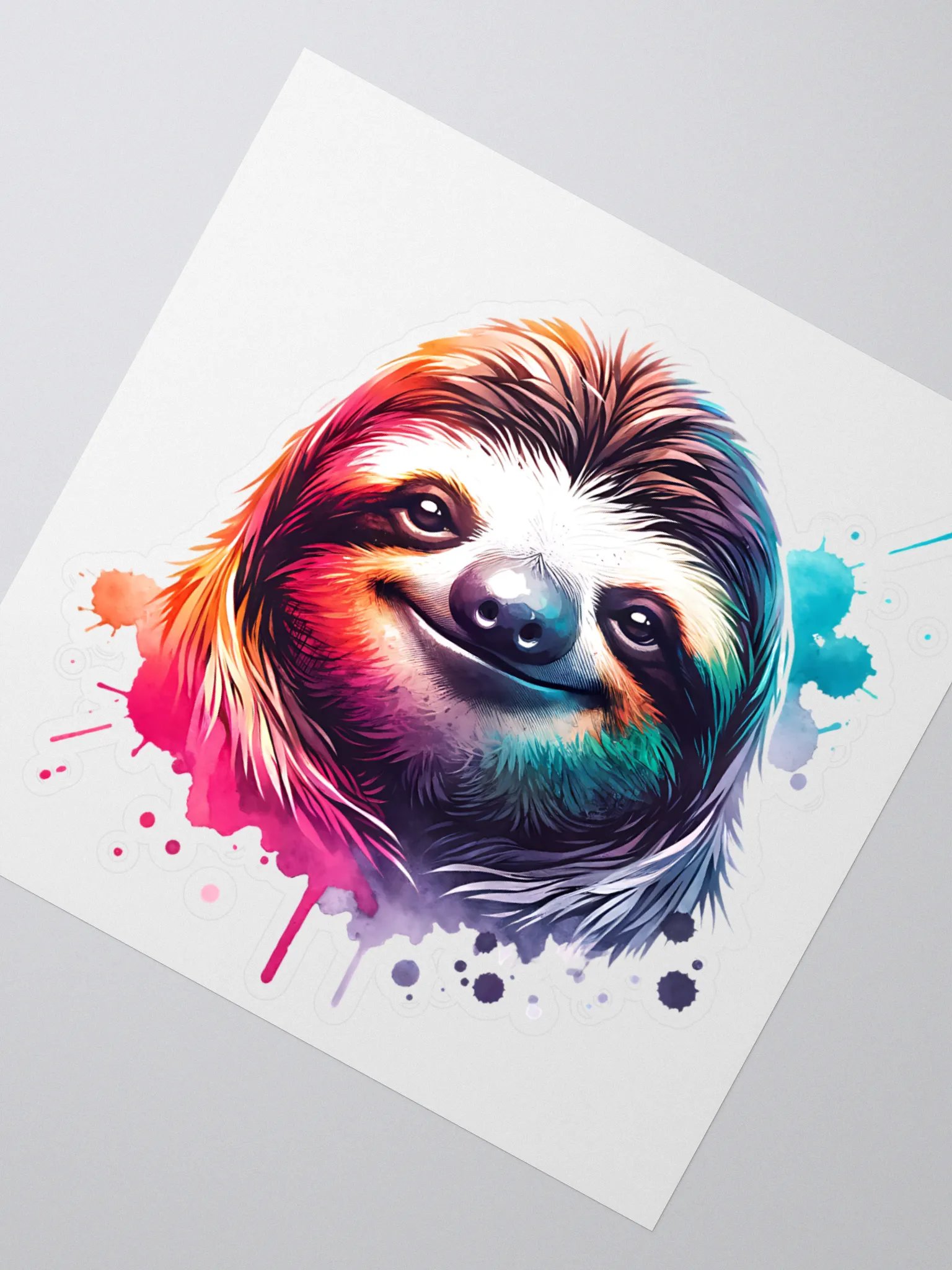 Watercolor Sloth Kiss Cut Sticker product image (2)
