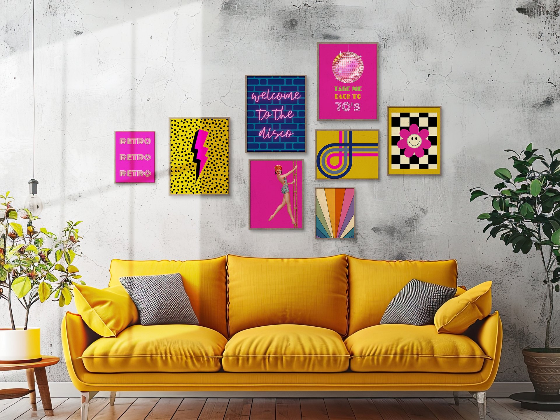 Disco Ball Retro Gallery Wall Set of 8 DIGITAL Prints product image (1)