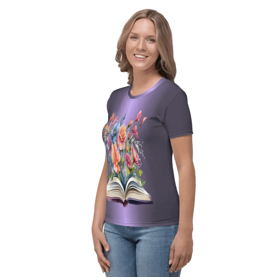 Floral Book All Over Print T-shirt product image (4)