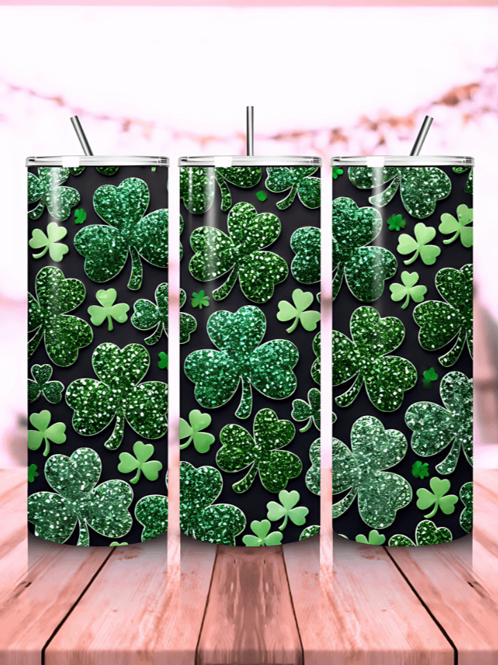 Shamrock St. Patrick’s Day 20 oz Skinny Tumbler Wrap – sublimation PNG design, 300 DPI, instant digital download product image (1)