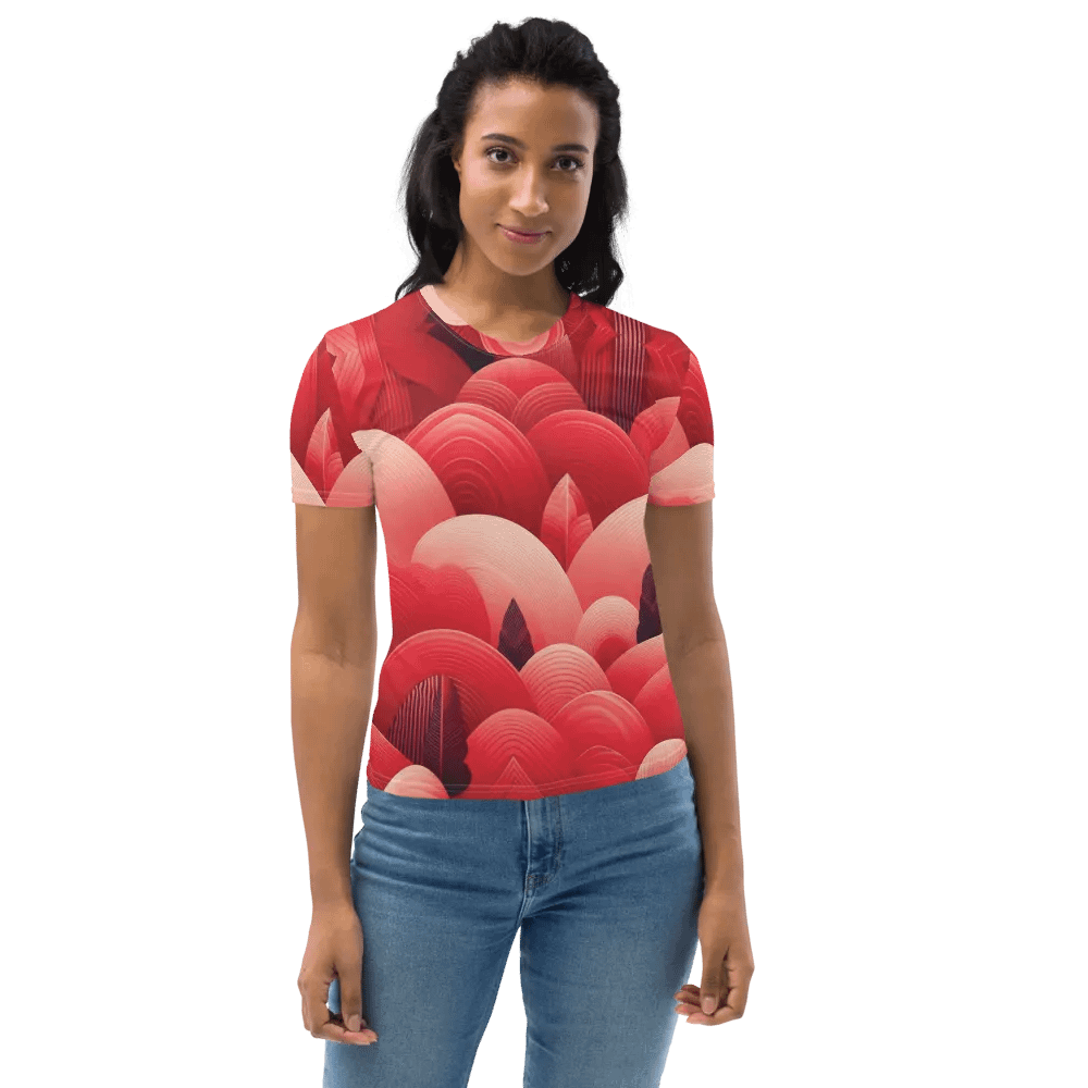 Women's Full-Print-4 Red Glitch Tee product image (2)