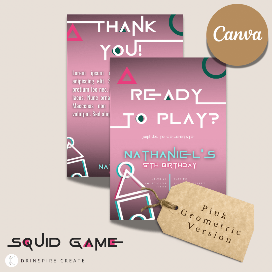 Squid Game-Inspired Party Template - Pink Geometric Version product image (1)