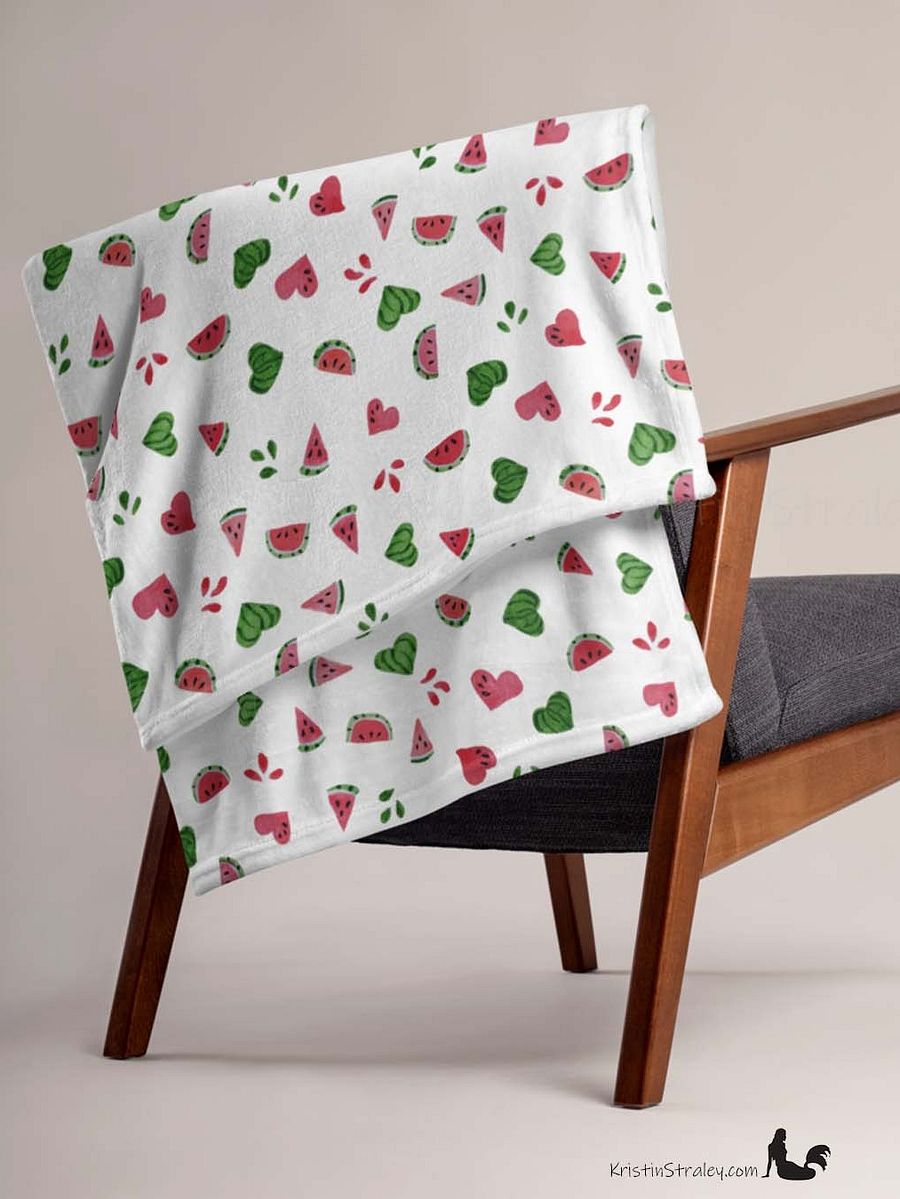 Watermelons and Hearts Fleece Throw Blanket product image (8)