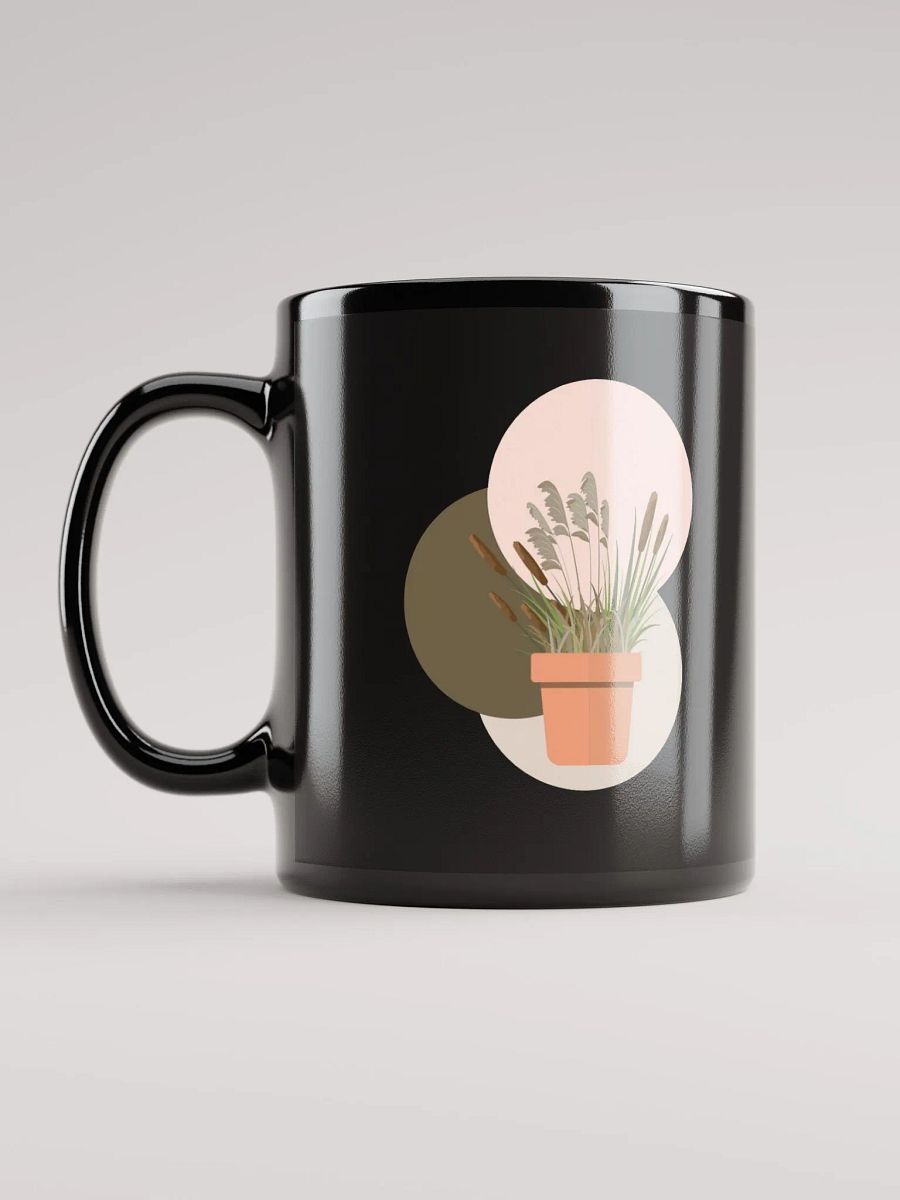 Potted Cattails With Circles Design Black Mug product image (12)