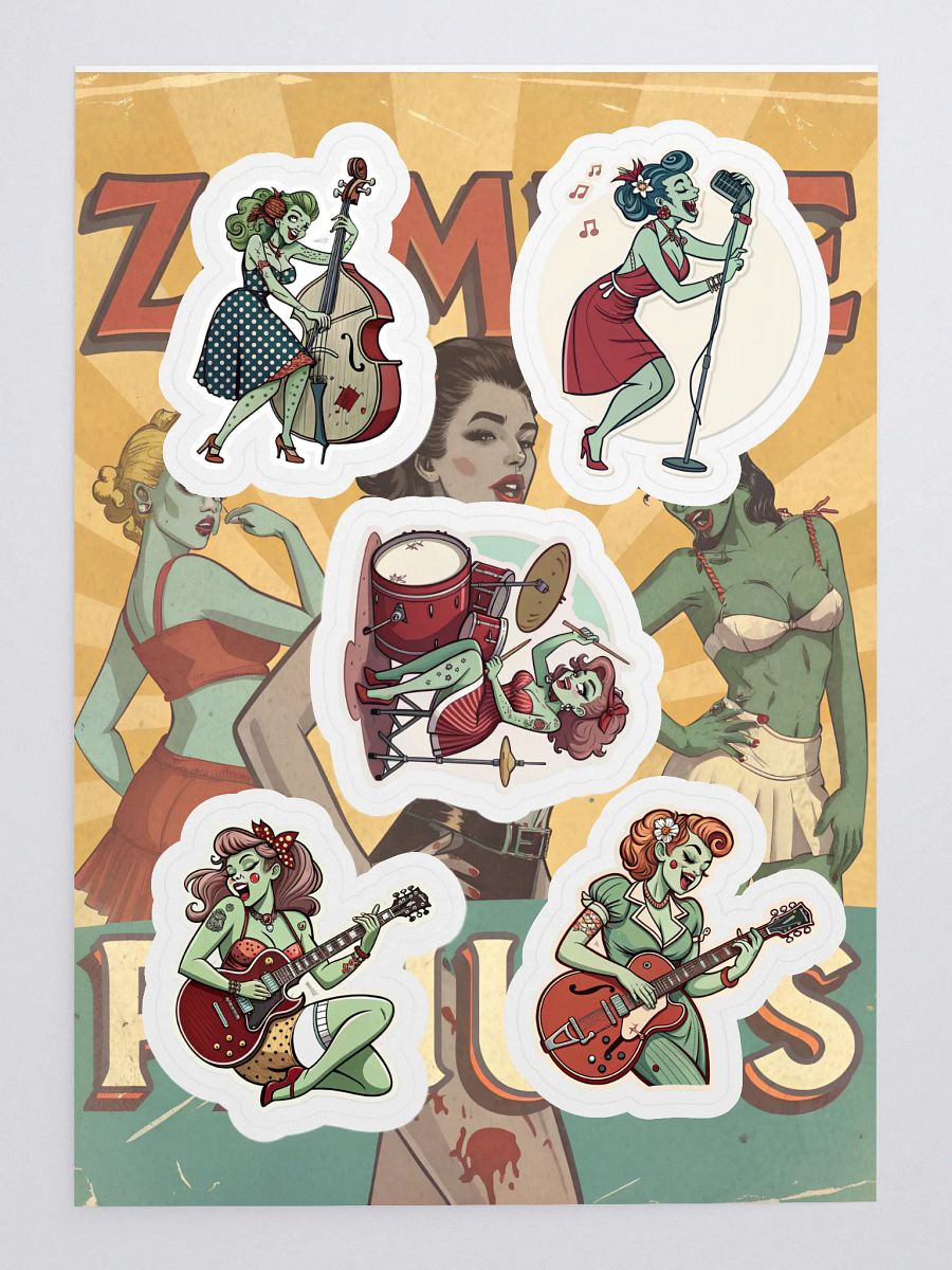 Zombie Pin-up band Sticker Sheet product image (3)