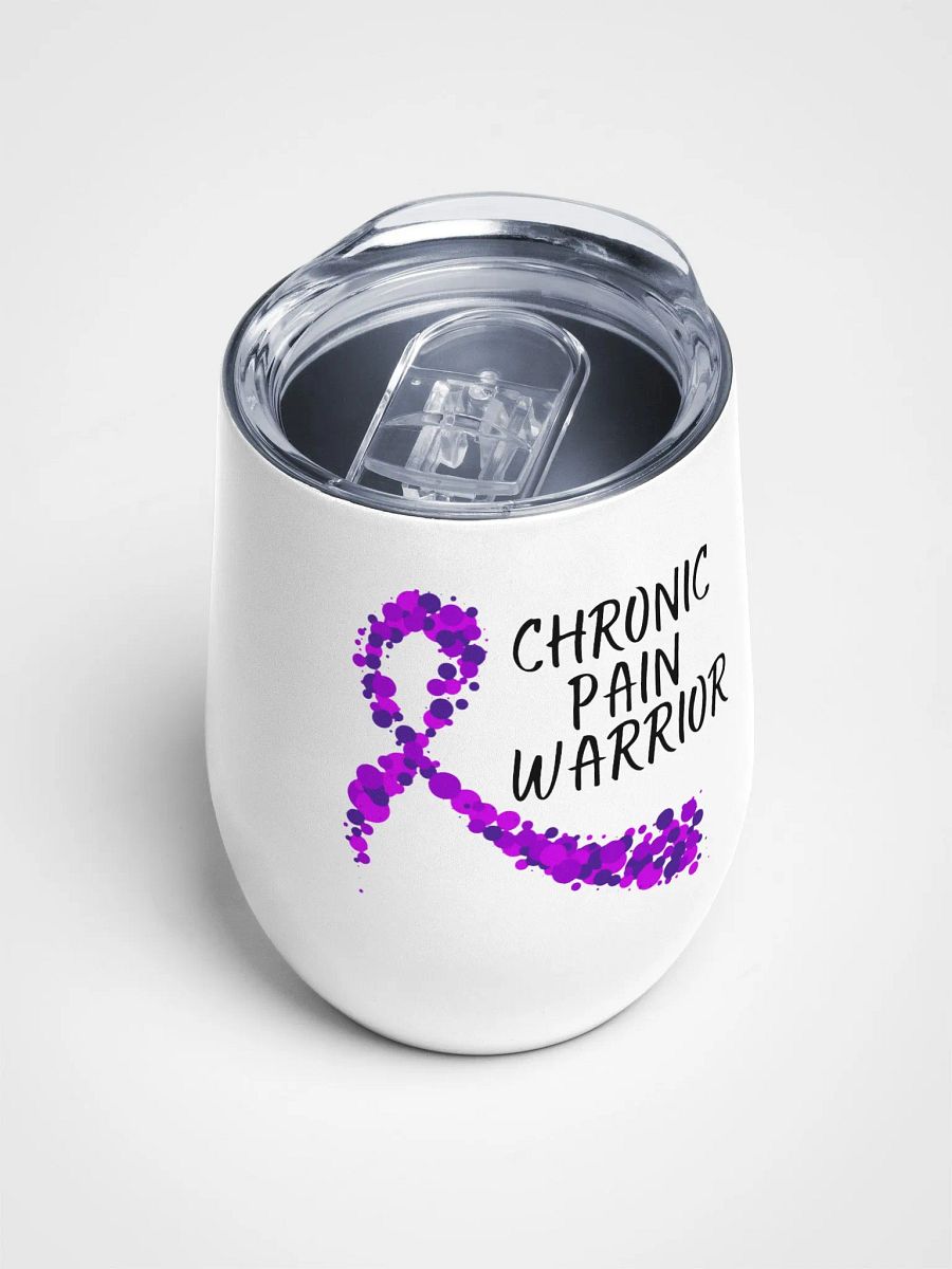 Chronic Pain Warrior Bubble Ribbon stainless steel Wine Tumbler (12oz) product image (4)