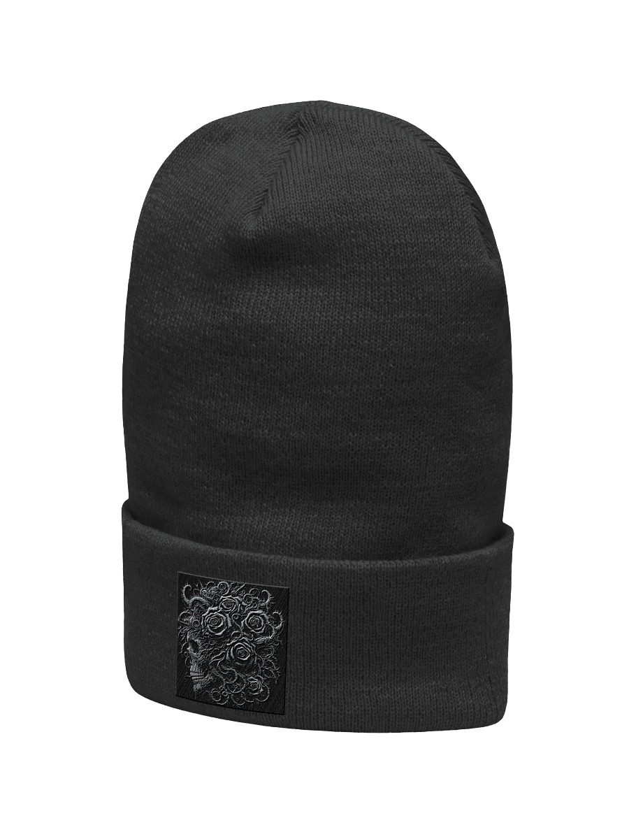 Gothic Rose Skull Embroidered Beanie product image (2)