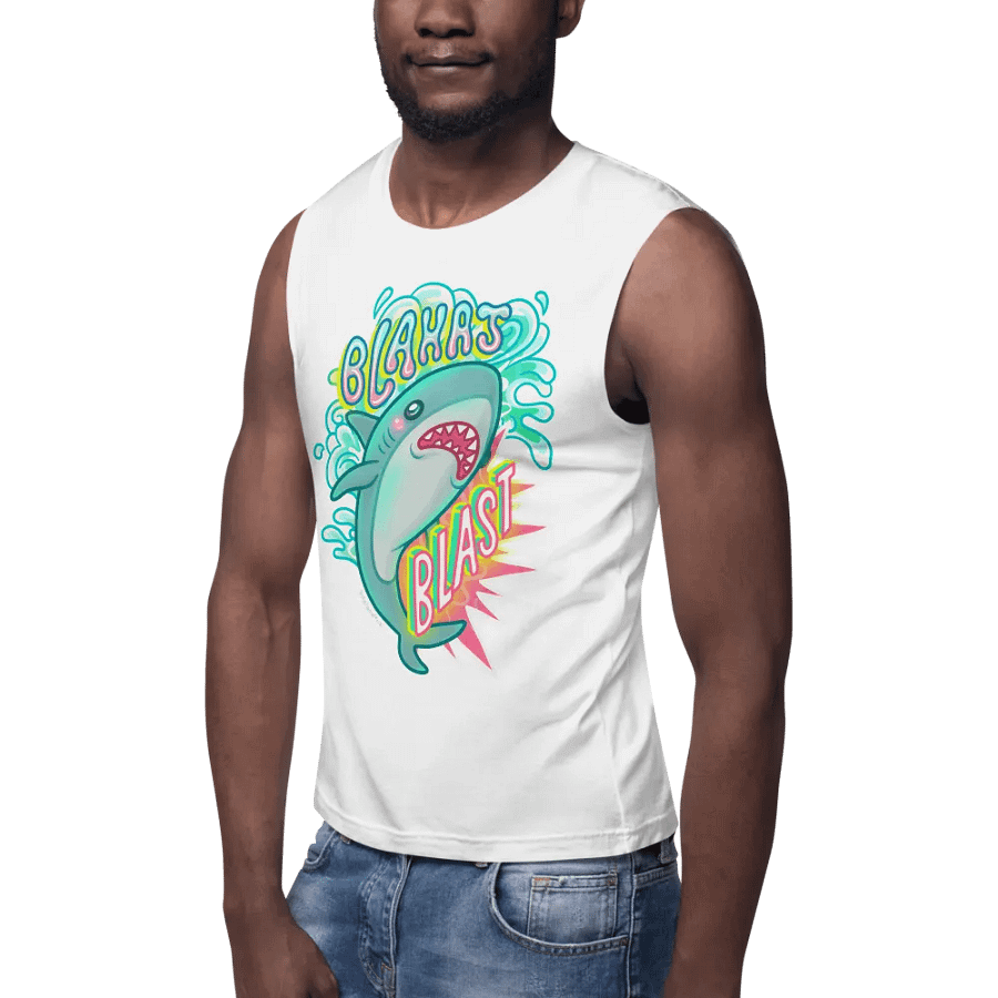 Blahaj Blast Muscle Tank product image (7)