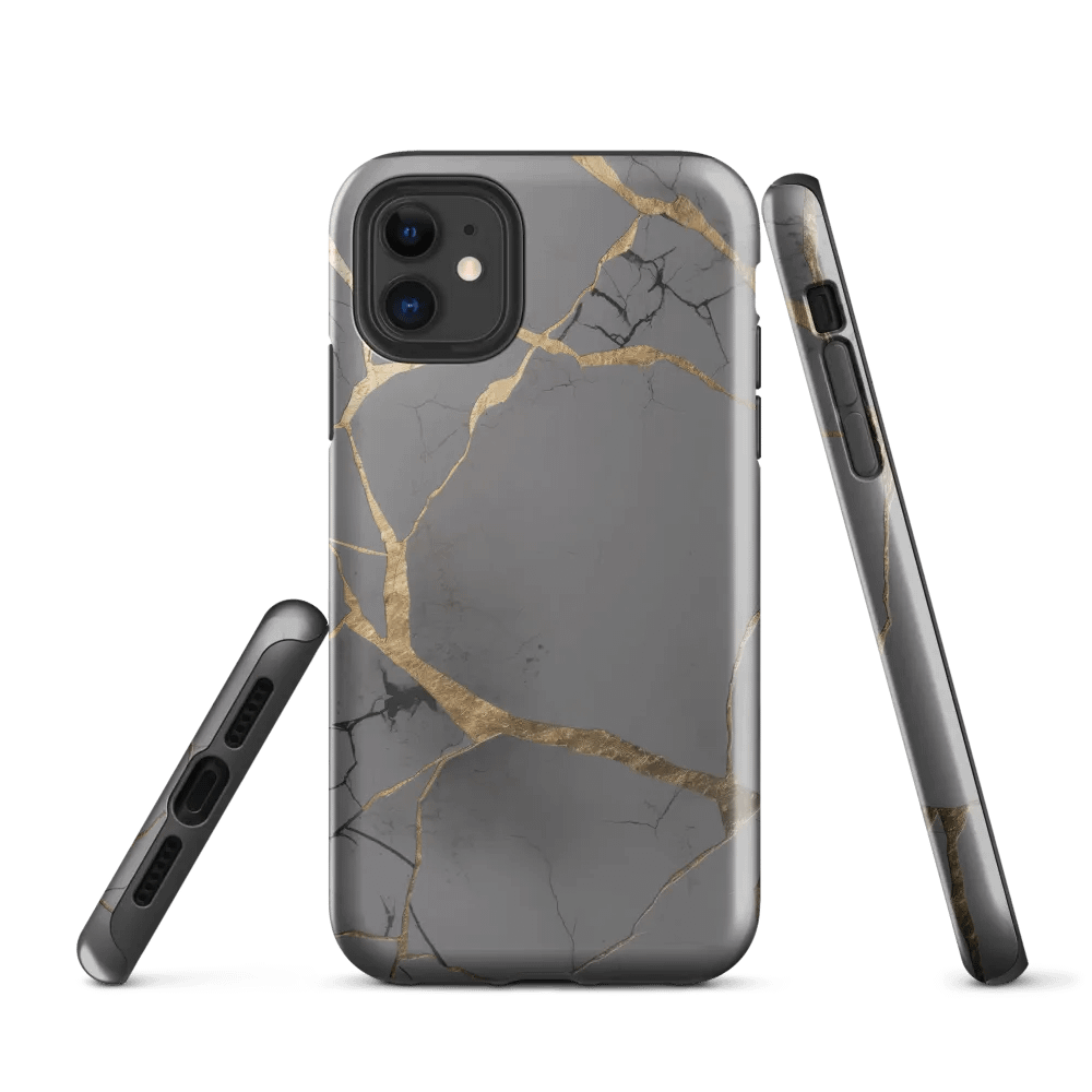 Grey & Gold Kintsugi Tough iPhone Case product image (1)