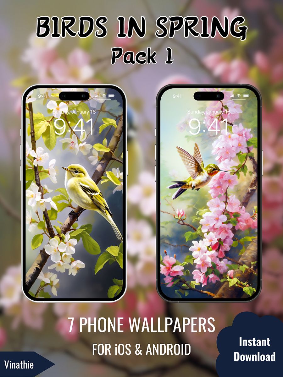 Birds in Spring | Pack 1 | Phone Wallpaper product image (3)