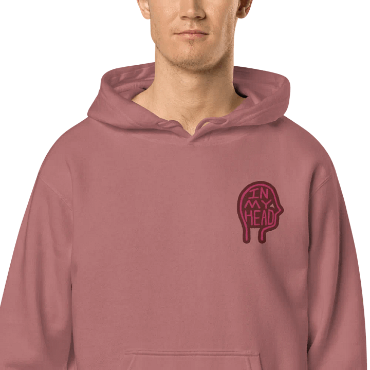 In My Head (L.C. rose design) embroidered pigment hoodie product image (1)