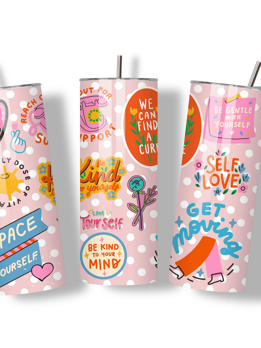 Inspirational Quotes 20oz Skinny Tumbler, Motivational Design, Double-Walled Insulated Stainless Steel, Metal Straw, Gift for Women, Teens, and Positivity product image (2)