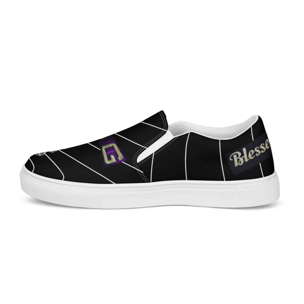 BBG Black Pinstripe Men's Diamond Cross Slip Ons product image (10)
