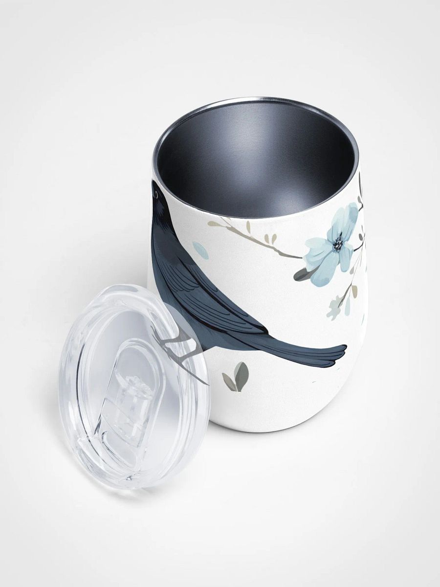 Wine Tumbler with a Crow and Blue Flowers product image (3)