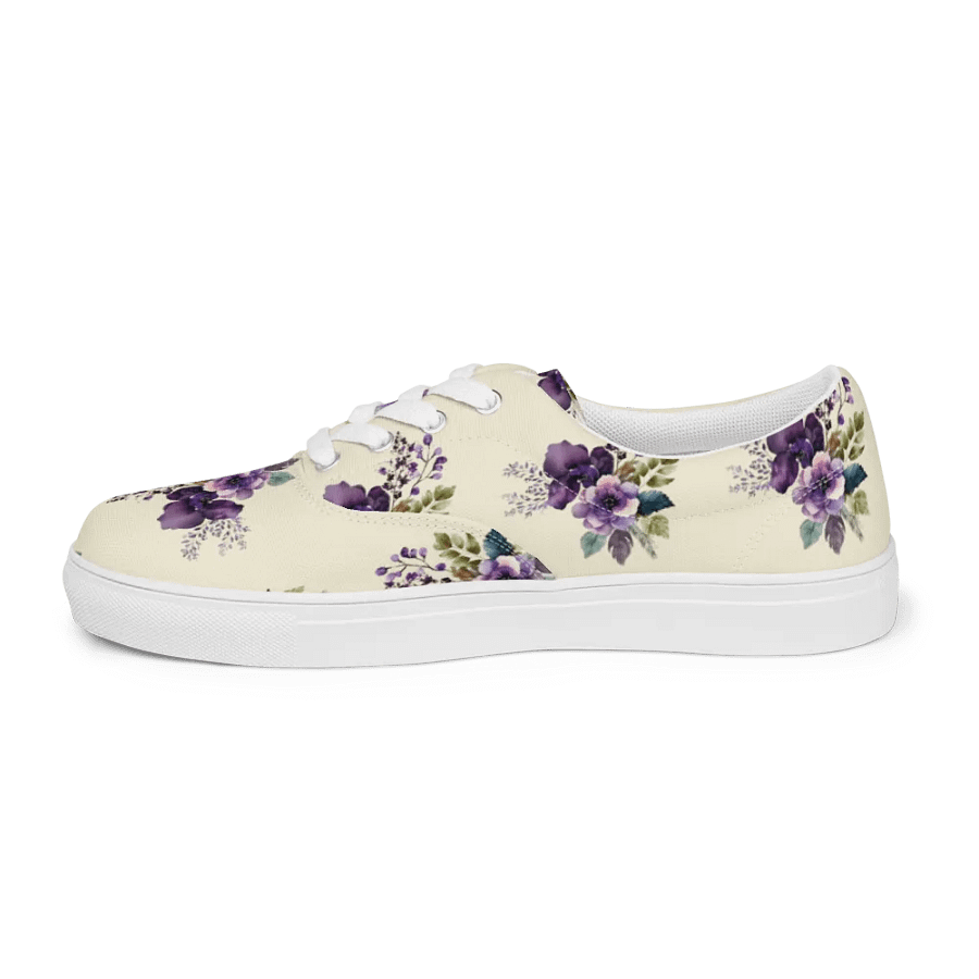 Women's Lace-Up Canvas Shoes - Purple Floral Design product image (7)