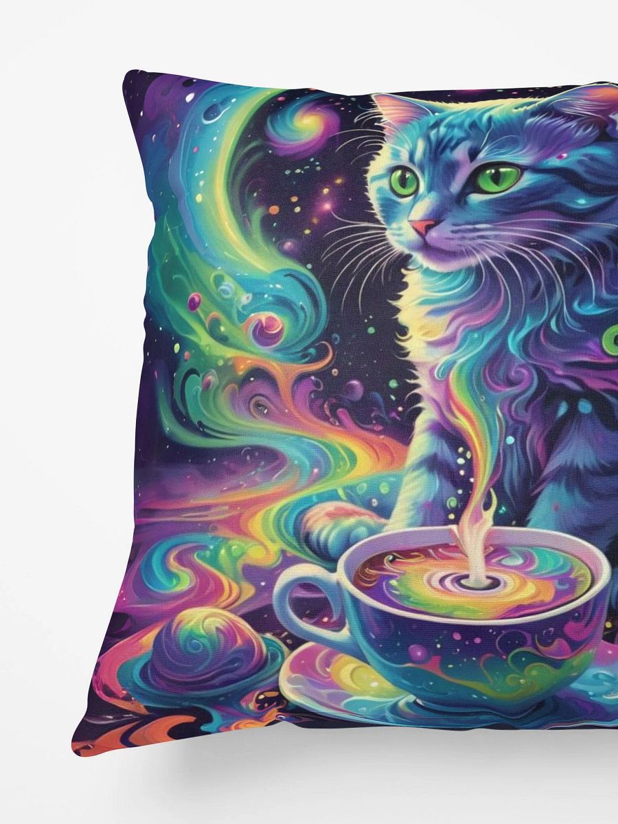 Psychedelic Cat with Cosmic Coffee Pillow product image (5)