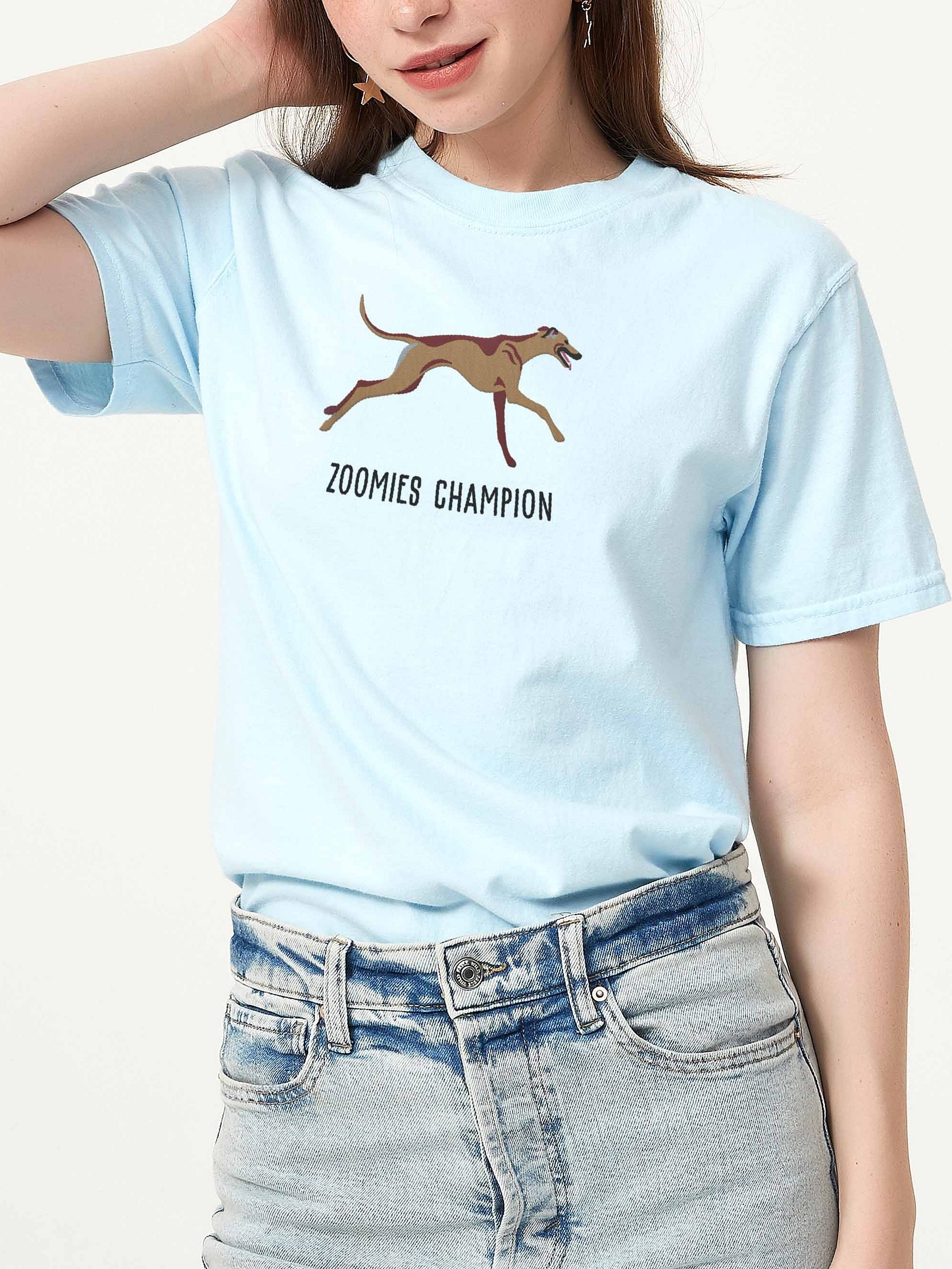 Zoomies Champion T-Shirt(Embroidered) of a Greyhound product image (2)
