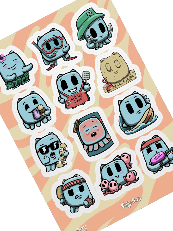 Floody Buddy Sticker Sheet 3 - Summer Fun product image (1)