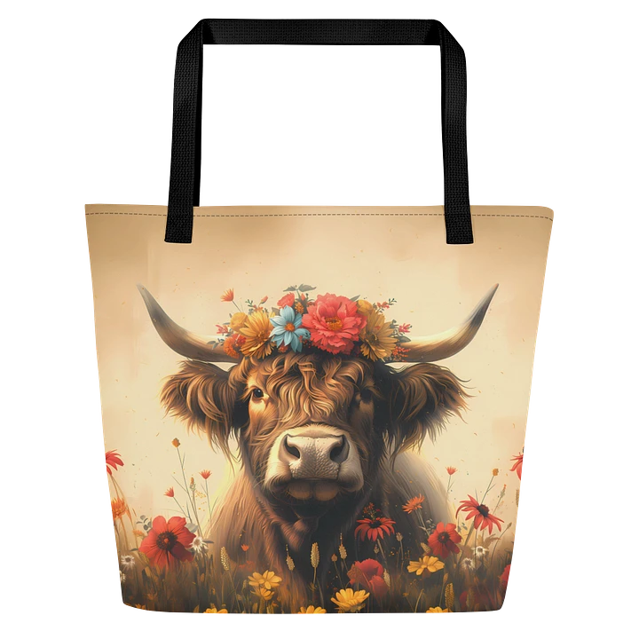 Tote Bag: Highland Cow Rustic Vintage Farm Animal Foral Style Design product image (1)